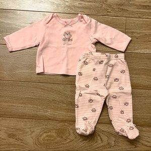 LITTLE ME long sleeve tee & footed pants set